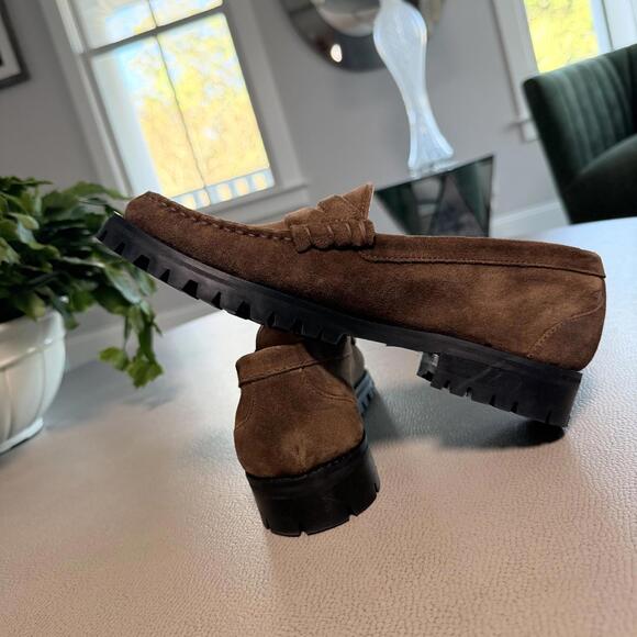 J.Crew Winona Penny Loafers Suede Leather Brown Size 7 - Picture 5 of 9